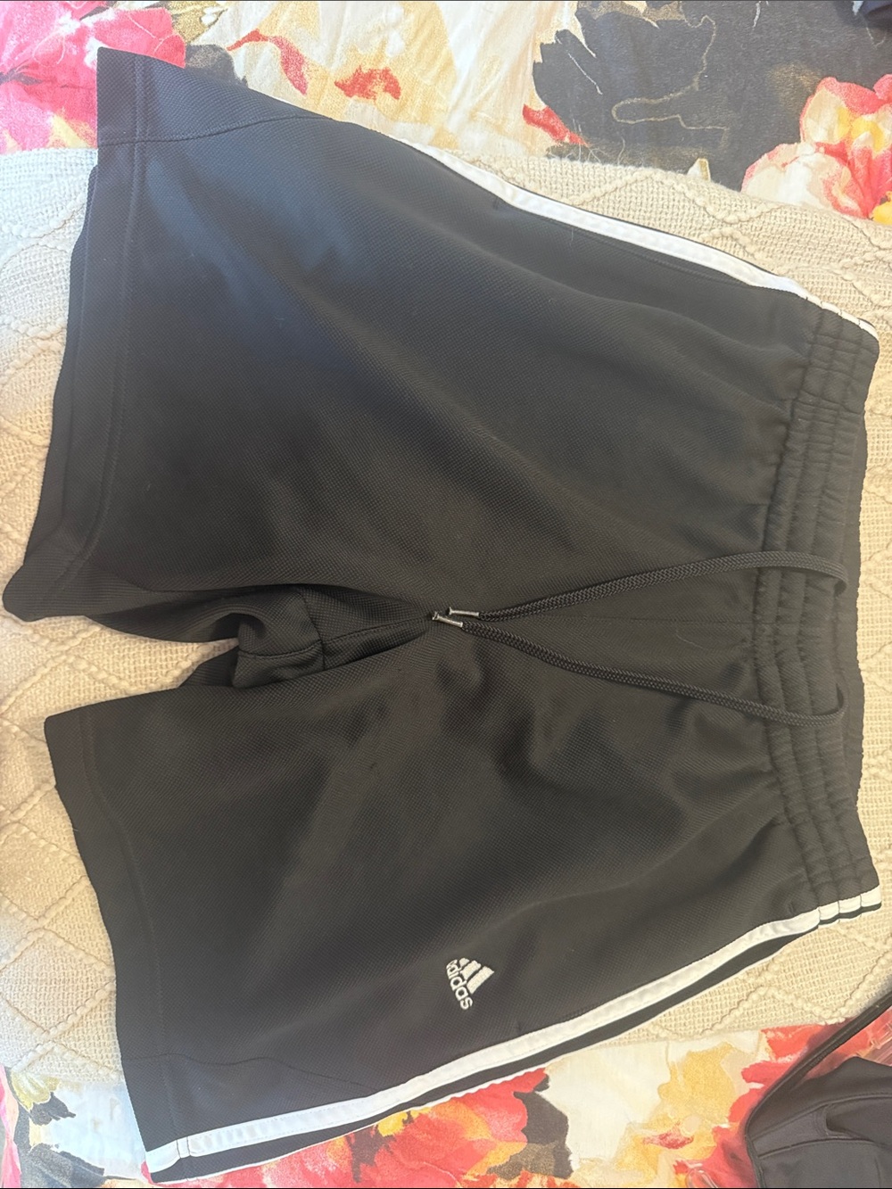 adidas Black Shorts with White Side Stripes